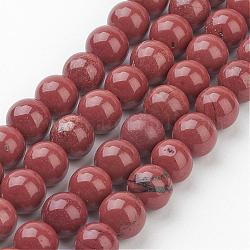 Natürliche rote Jaspis runde Perlen Stränge, Schamottestein, 8 mm, Bohrung: 1 mm, ca. 47 Stk. / Strang, 16 Zoll