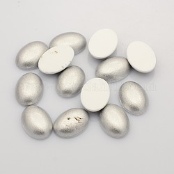 Oval Acrylic Cabochons, Silver, 25x18x6.2~6.34mm