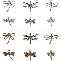 1PandaHall Elite about 48pcs Assorted Dragonfly Charm Pendant Connector for DIY Jewelry Making Accessaries
