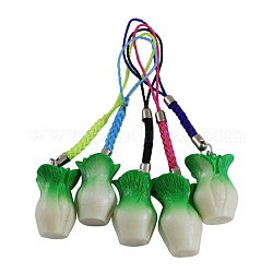 Vegetables Chinese Cabbage Resin Mobile Straps, with Iron Findings, Green, 75mm, 12pcs/dozen