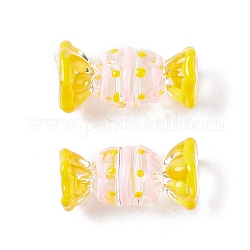 Perles en acrylique transparente, avec l'émail, candy, jaune, 29.5x14x15.5mm, Trou: 5mm