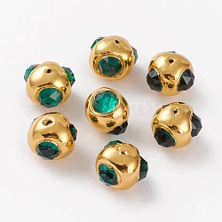 Glass Beads, with Golden Tone Brass Findings, Faceted Nuggets, 22.5~23.5x22~23x20~20.5mm, Hole: 1.6mm