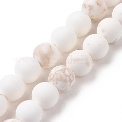 Natural Magnesite Round Bead Strands, Frosted, 6mm, Hole: 1mm, about 65pcs/strand, 15.74 inch