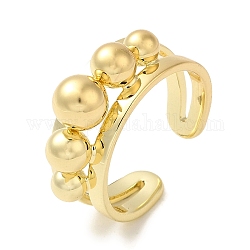 Латунные открытые кольца манжеты, кольцо с несколькими шариками, кольцо тревоги для женщин, реальный 18k позолоченный, 5~8 мм, внутренний диаметр: 17 мм