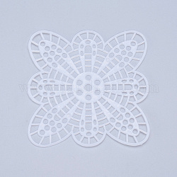Fogli di tela di rete in plastica, per ricamo, lavorazione di filati acrilici, progetti a maglia e uncinetto, fiore, bianco, 8.5x8.5x0.14cm, Foro: 4x4 mm