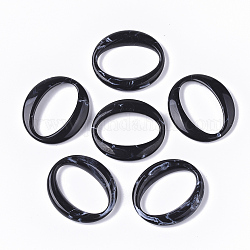 Anneaux liant acrylique, style de pierres fines imitation, ovale, noir, 39.5x34.5x6.5mm, diamètre intérieur: 33x18.5 mm, environ: 172 pcs / 500 g