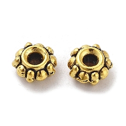 Perles en alliage de style tibétain, sans cadmium et sans plomb, fleur, Or antique, 7x3.5mm, Trou: 1.8mm, environ 2000 pcs/1000 g