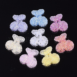 Cabochons en résine époxy, avec paillettes / paillettes, cerise, couleur mixte, 23x22.5x8mm