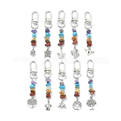 Natural & Synthetic Chip Bead with Tibetan Style Alloy Charms Pendants Decorations, 79mm