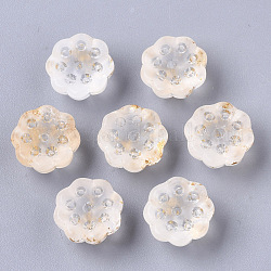 Two Tone Transparent Spray Painted Glass Beads, with Golden Foil, Seedpod of the Lotus, Clear, 11x6mm, Hole: 1.4mm
