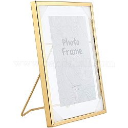 Bilderrahmen aus Glas mit Staffelei aus Eisen, Fotodisplay für den Schreibtisch, Rechteck, golden, 200x150x14 mm
