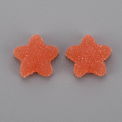 Cabochons transparents en résine époxy, étoiles du nord, rouge-orange, 17.5x18x6mm