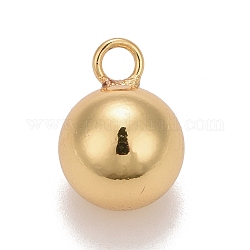 Brass Ball Charms, Round, Cadmium Free & Nickel Free & Lead Free, Long-Lasting Plated, Real 18K Gold Plated, 14x10mm, Hole: 2.5mm