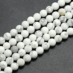 Chapelets de perles rondes en howlite mate, 4mm, Trou: 1mm, Environ 83~96 pcs/chapelet, 14.9~15.6 pouce