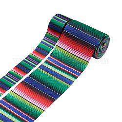 2Rollen 2 Stile Streifenmuster bedrucktes Polyester-Ripsband, für DIY Bowknot Zubehör, Farbig, 1roll / style