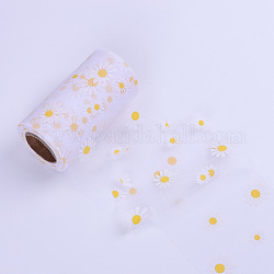 25 Yards Polyester Tulle Fabric Rolls, Deco Mesh Sunflower Ribbon Spool for Wedding and Decoration, White, 4 inch(100mm)