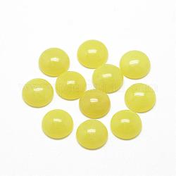 Натуральные кабошоны из лимонного нефрита, окрашенные, полукруглые / купольные, желтые, 16x6 мм