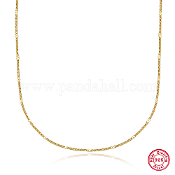 925 Sterling Silver Chain Necklaces, Real 18K Gold Plated, 15.75 inch(40cm)
