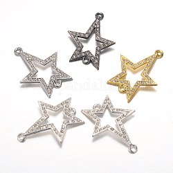 Star Mixed Color Alloy Grade A Rhinestone Links, 39x29x2mm, Hole: 2mm