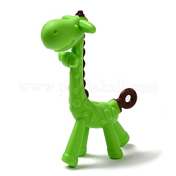 Giraffe Food Grade Eco-Friendly Silicone Pendants, Chewing Beads For Teethers, DIY Nursing Necklaces Making, Lawn Green, 135x47x88.5mm, Hole: 7mm