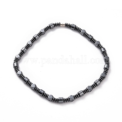 Collana di perline di ematite sintetica a disco e colonna e poligono con chiusura magnetica per uomo donna, 20.39 pollice (51.8 cm)
