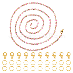 Kit per realizzare collane con bracciale a catena fai da te Superfindings, inclusa 304 catena in acciaio inossidabile punteggiata con smalto, fermagli in lega, anello di salto di ferro, oro, catena: 1 m/scatola