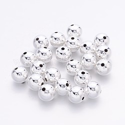 Brass Beads, Seamless Round Beads, Nickel Free, Silver Color Plated, Size: about 8mm in diameter, hole: 2mm