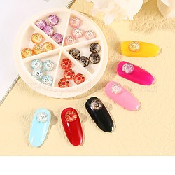 (распродажа)кабошоны для ногтей из смолы с 6 диском-сеткой, для украшения искусства ногтя аксессуаров, плоско-круглые, разноцветные, 28 мм, 6 цветов, 5 шт / цвет, 30 шт / коробка