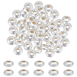 Benecreat 925 perles en argent sterling perles rondes en argent sterling de 2.2 mm perles d'espacement en métal grand trou perles rondes en argent