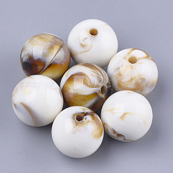Perles acryliques, style de pierres fines imitation, ronde, linge, 13.5~14x13mm, Trou: 2mm, environ 330 pcs/500 g
