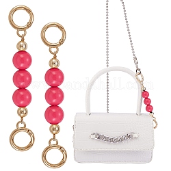 Chaîne d'extension de sac, avec des perles en plastique ABS et des anneaux de porte à ressort en alliage d'or léger, pour les accessoires de remplacement de sac, fuchsia, 13.8 cm