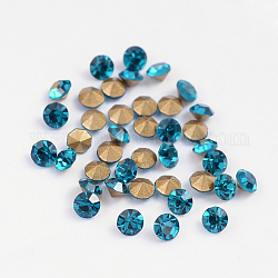 Indietro grado placcato un bicchiere diamante puntato strass, blu zirconia, 1.9~2mm, circa 1440pcs/scatola