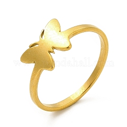 Placcatura ionica (ip) classic 201 anelli da dito in acciaio inossidabile da donna, farfalla, oro, 1.5mm, diametro interno: 17mm