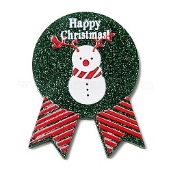 Акриловые подвески на рождество, снеговик, 47.5x37.5x2 мм, отверстие : 1.6 мм