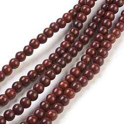 Chapelets de perles en turquoise synthétique, teinte, ronde, selle marron, 6mm, Trou: 1mm, Environ 67 pcs/chapelet, 15.75 pouce