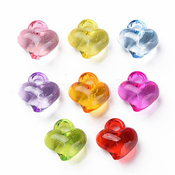 Transparenten Acryl-Anhänger, Herz, Mischfarbe, 15.5x14x9.5 mm, Bohrung: 2.5 mm