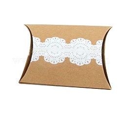 Cajas de dulces de almohada de papel kraft, cajas de regalo, para favores de la boda baby shower suministros de fiesta de cumpleaños, Perú, 9x6.5x2.5 cm, desplegar: 11.5x7cm