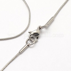 304 acero inoxidable collar de cadena de serpiente para hombre de moda, con broches de langosta, color acero inoxidable, 17.3 pulgada (43.9 cm), 0.9mm