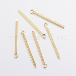 304 Stainless Steel Pendants, Rectangle/Bar, Real 24K Gold Plated, 23x1.5x1.5mm, Hole: 2mm