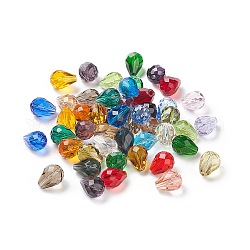Perles d'imitation cristal autrichien, grade AAA, facette, goutte , couleur mixte, 8x10mm, Trou: 0.9~1mm