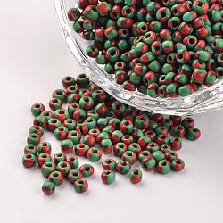 8/0 perles en verre de couleurs opaques, perles rondes de semences, verte, 2.5~3x2~3mm, Trou: 0.8mm, environ 15000 pcs/450 g