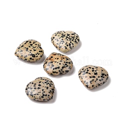 Pietra d'amore del cuore di diaspro dalmata naturale, pietra di palma tascabile per il bilanciamento del reiki, 29~29.5x30x10~13.5mm