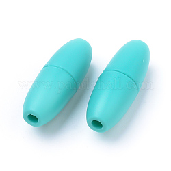 Broches de plástico separable, para collares de dentición de silicona de goma, medio turquesa, 24x9mm, agujero: 2.5 mm