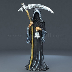 Ornamento della statuetta della morte in resina, per la decorazione della scrivania di casa della festa di Halloween, nero, 90x60x170mm