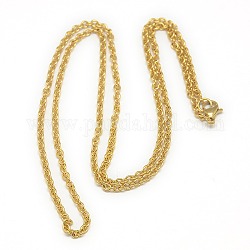 Collane con catena portacavi in ​​acciaio inossidabile unisex alla moda, con chiusure moschettone, oro, 304 pollice (19.5~20.5 cm)