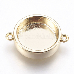 Латунные коннекторы, кабошон параметры соединителя, чашки безель с краем, плоско-круглые, золотые, лоток : 12 мм, 19x14.5x3.5 мм, отверстие : 1.2 мм