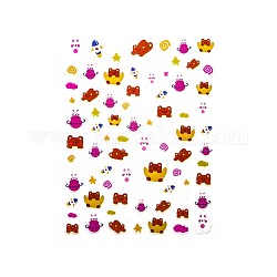 Nail Art Stickers Decals, with Self Adhesive, for Nail Tips Decorations, Bear Pattern, 10x7.9cm