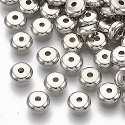 Perline in plastica abs distanziatore, rotondo e piatto, platino placcato, 5x2mm, Foro: 1 mm