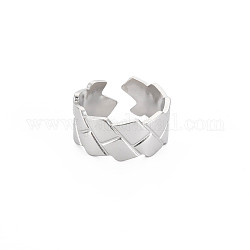304 anello per polsino aperto scanalato in acciaio inossidabile da donna, colore acciaio inossidabile, misura degli stati uniti 6 1/2 (16.9mm)