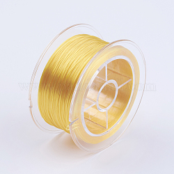 Flat Elastic Crystal String, Elastic Beading Thread, for Stretch Bracelet Making, Yellow, 0.6mm, about 54.68 yards(50m)/roll